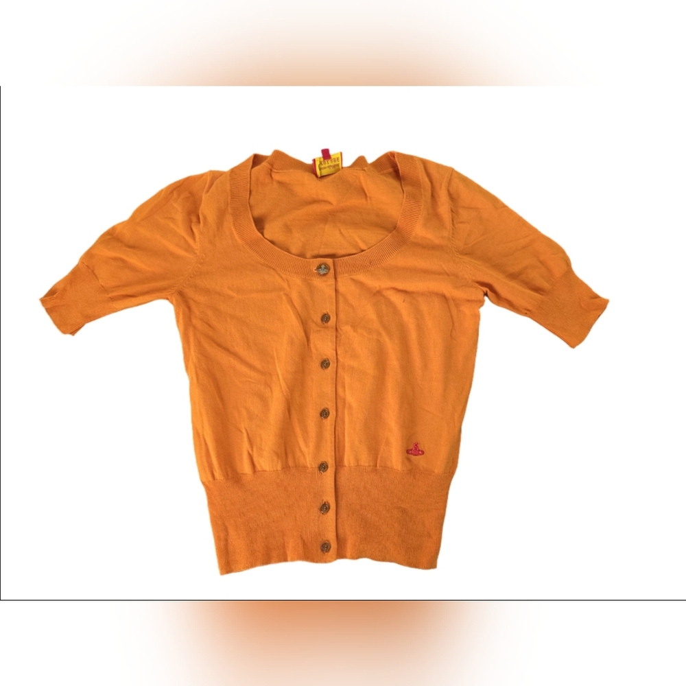 Vivienne Westwood Red Label Orange Short Sleeve Button Up Cardigan Size 2